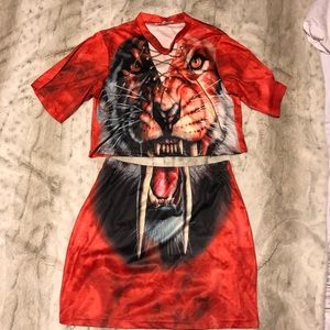 Tiger Two Piece Skirt Set